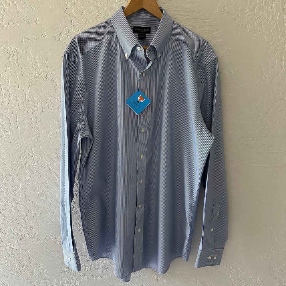 WILKES & RILEY | Supima Cotton Non Iron Tailored Fit Dress Shirt NEW 17x 36/37